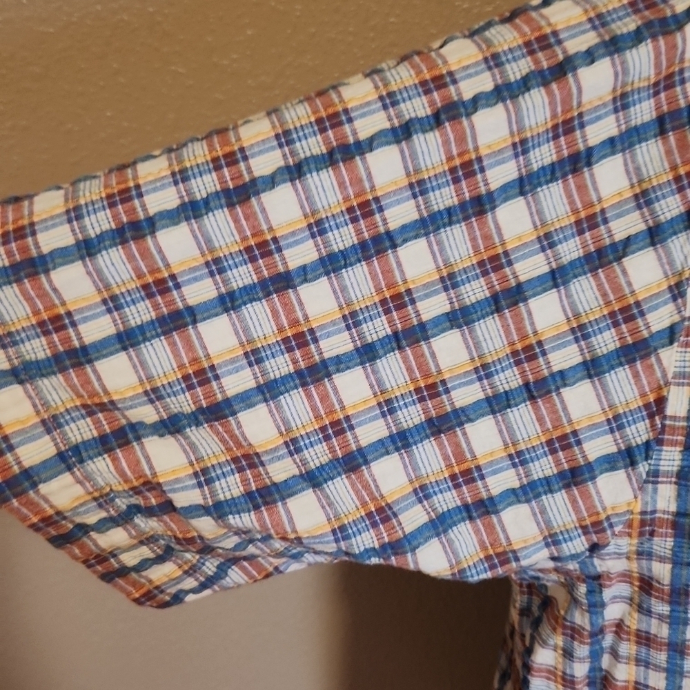 Signature Levi's Cottton Country checkered plaid Short Sleeve button-down Shirt - Picture 5 of 8